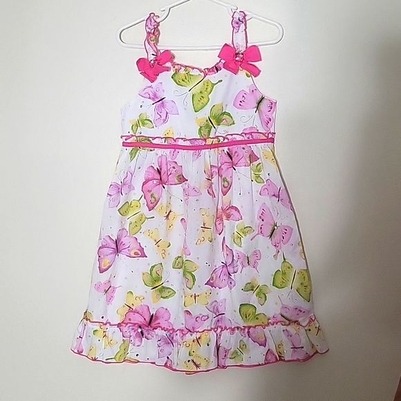 Youngland Other - Youngland | Pink & White Butterfly Dress - Girls